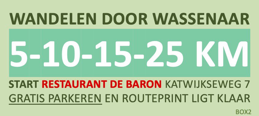 Wandeltocht Oranje 5 10 15 25 km Wassenaar start bij De Baron box2