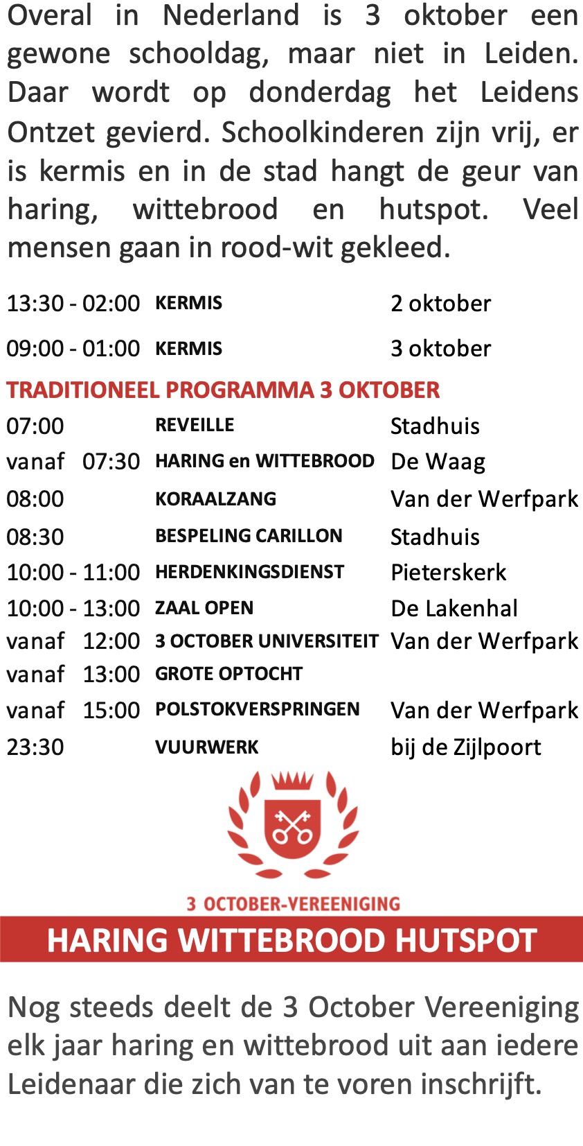 3 oktober Leidens Ontzet FeestDag