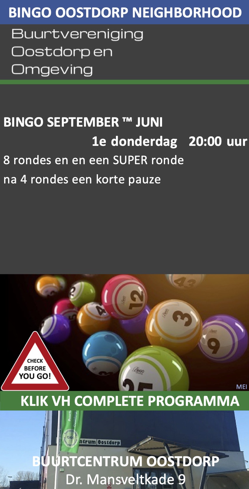 Bingo Buurtvereniging Oostdorp O&O Wassenaar
