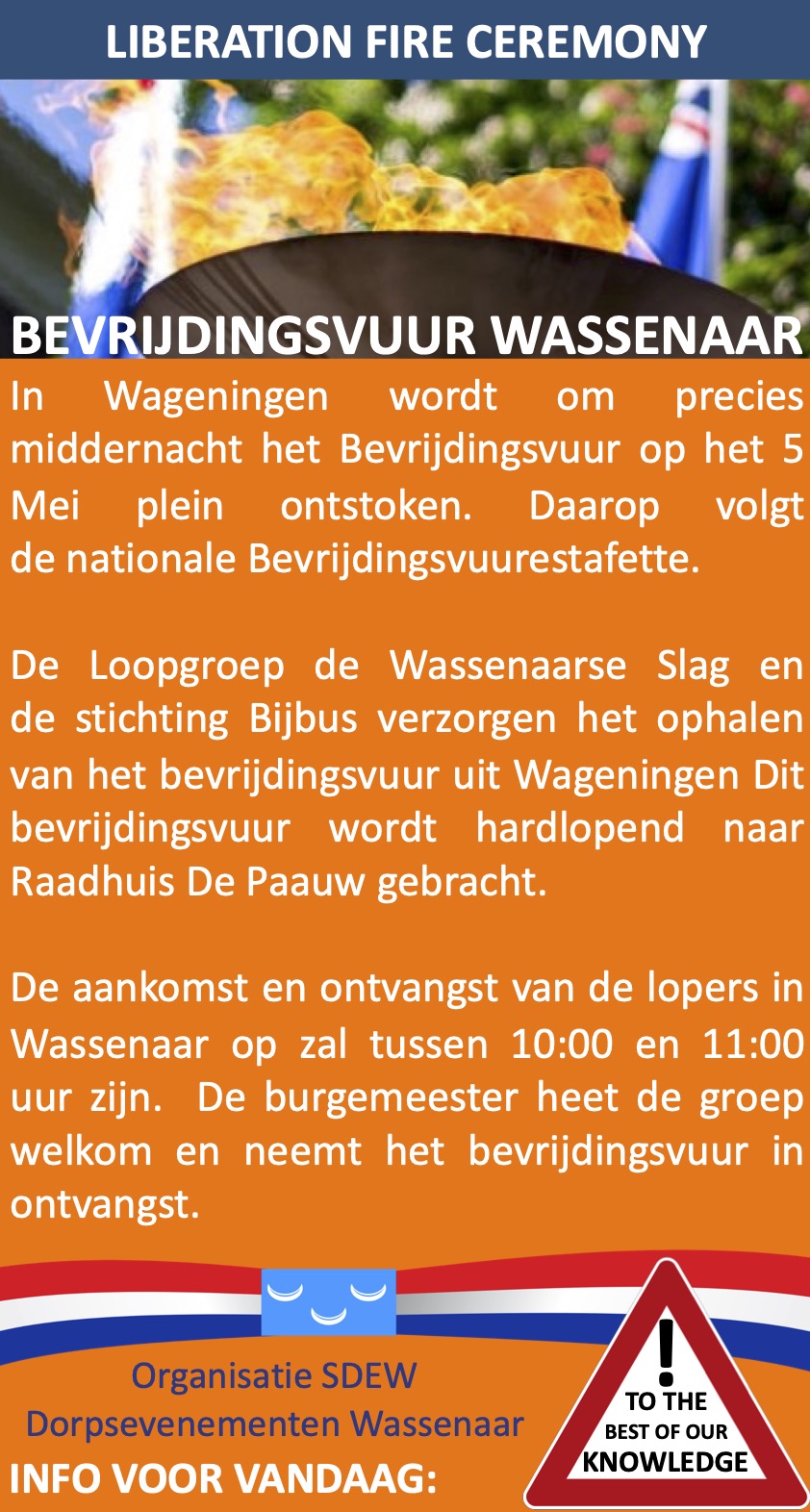 5 MEI BEVRIJDINGSVUUR NAAR WASSENAAR