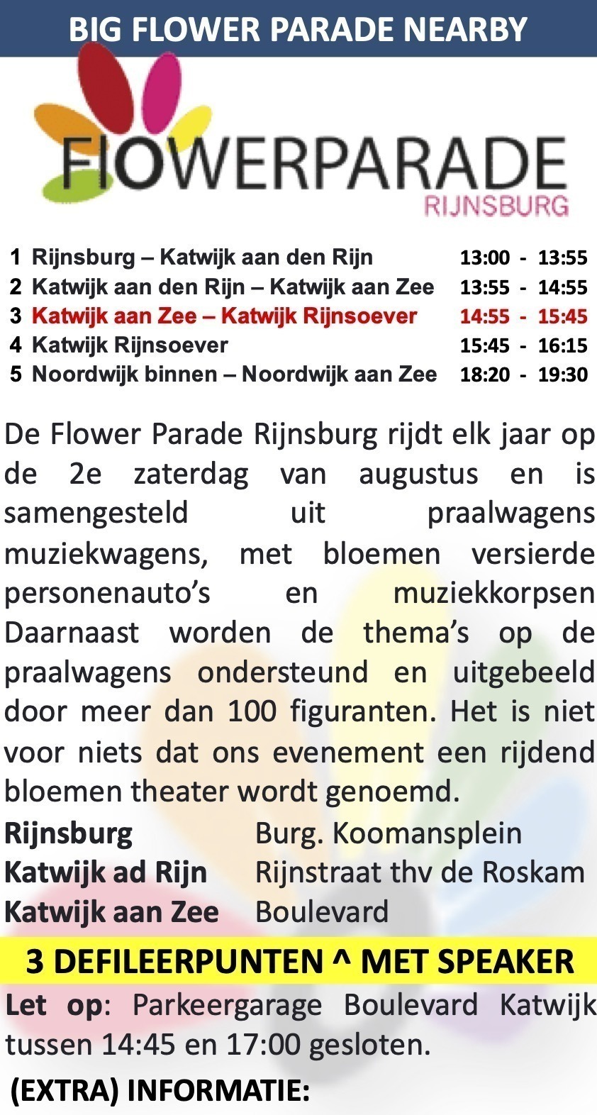 FlowerParade Rijnsburg 2e zaterdag augustus