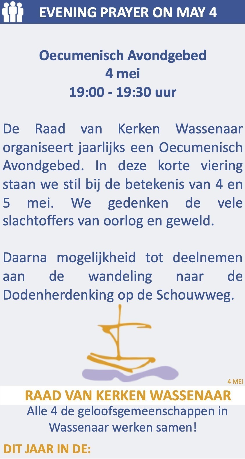 4 mei Kievietkerk Wassenaar avondgebed
