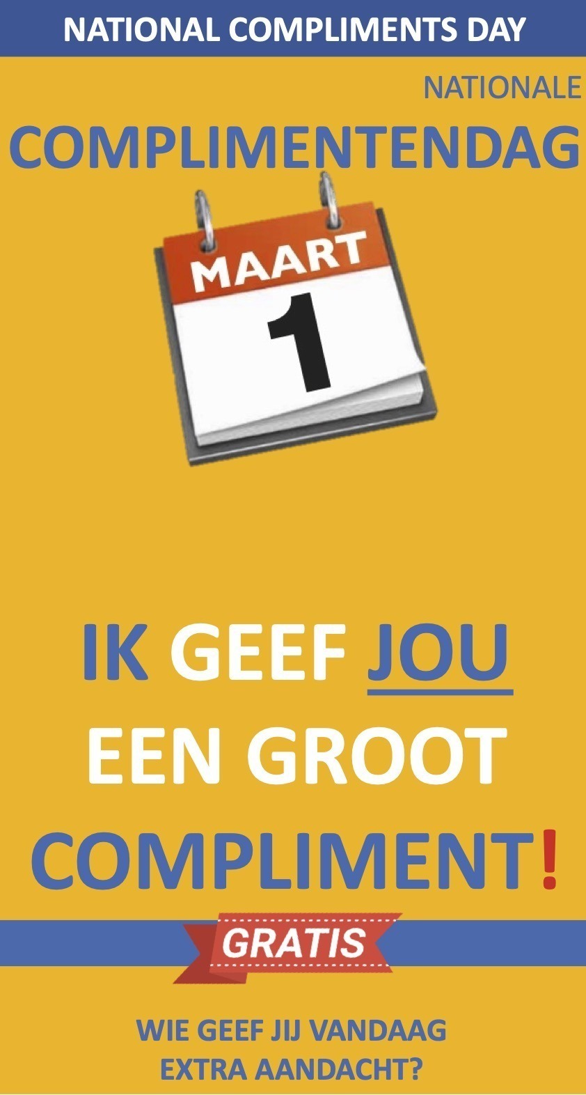 Complimentendag 1 maart Waardeer Complimentje