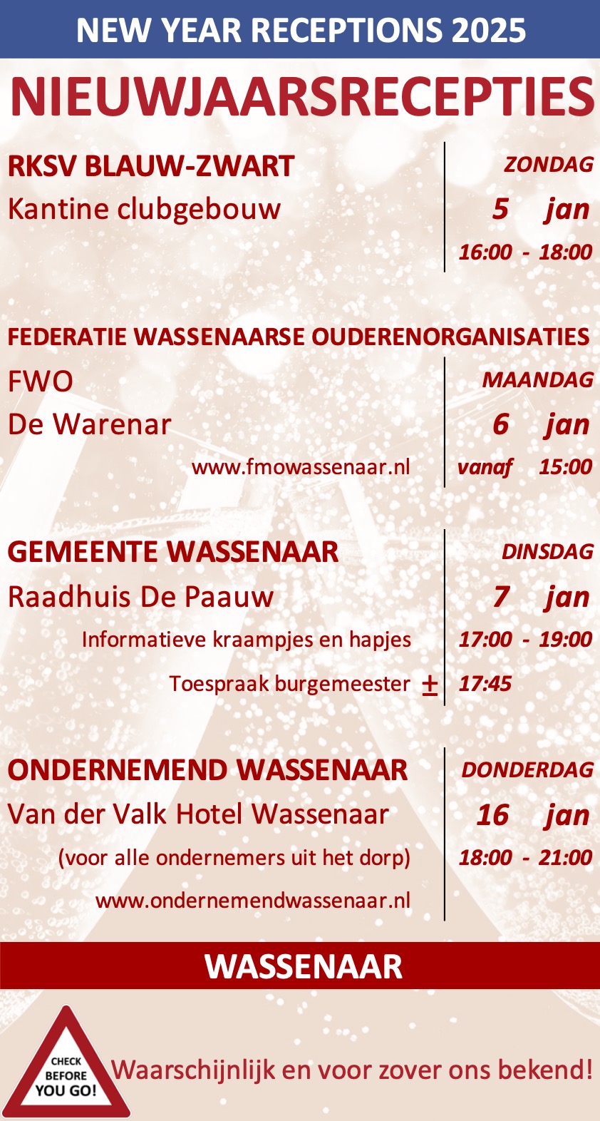 Nieuwjaarsrecepties Scheveningen Wassenaar Katwijk