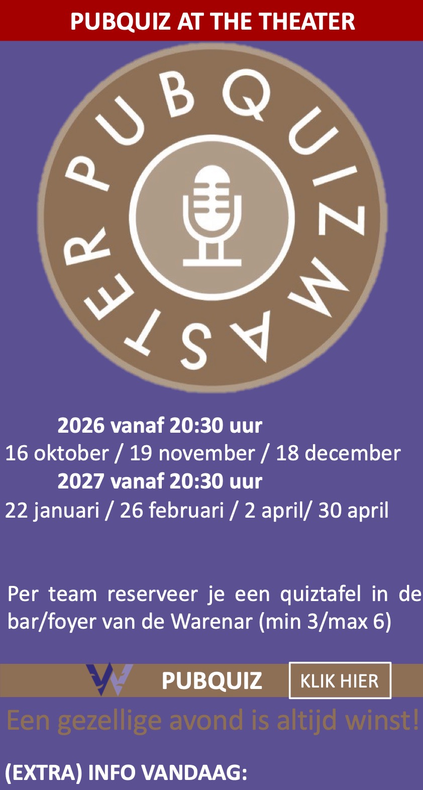 PubQuiz Warenar Theater Schouwburg Wassenaar