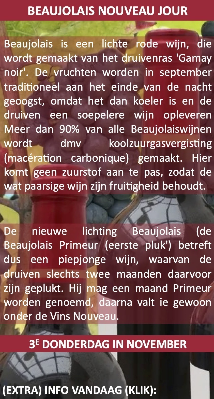 Beaujolais Primeur 3e donderdag november Beaujolais Nouveau