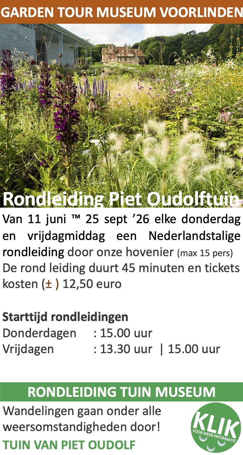 Voorlinden Museum Rondleiding Piet OudolfTuin Buurtweg 9 Wassenaar